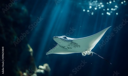 Spotted eagle ray in the sea, Generative AI photo