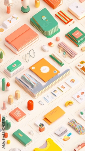 Wallpaper Mural A colorful arrangement of stationery and office supplies for creative work and organization. Torontodigital.ca