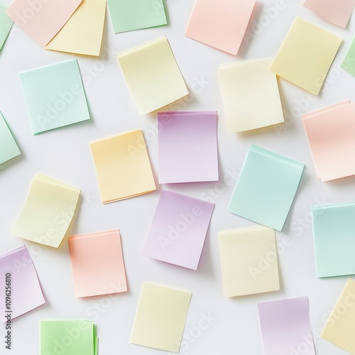 Wallpaper Mural Array of Different Sized Pastel Sticky Notes on a Light Surface Torontodigital.ca
