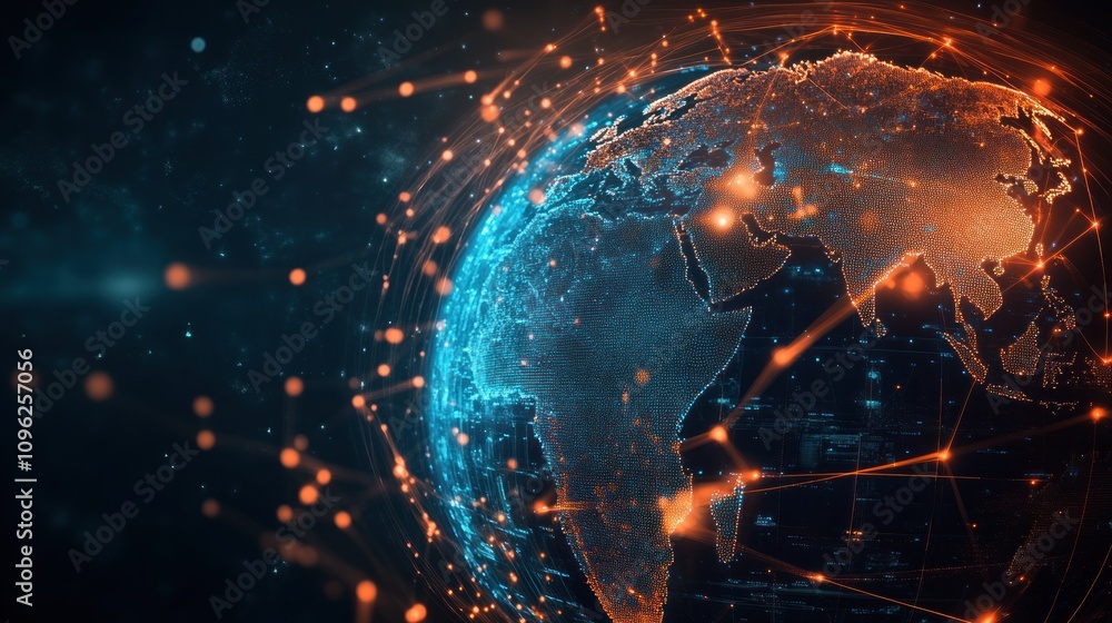 Fototapeta premium Digital Globe with Connecting Lines