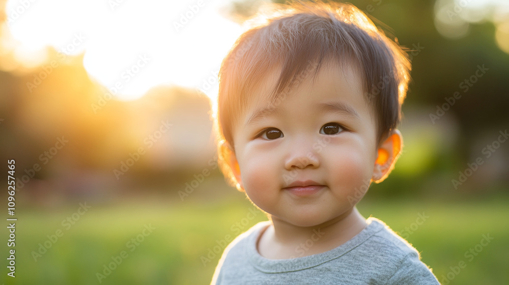 Beautiful black eyes of a Chinese child close up