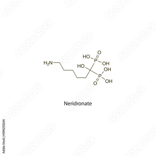 Neridronate flat skeletal molecular structure Bisphosphonate drug used in osteoporosis treatment. Vector illustration scientific diagram. photo