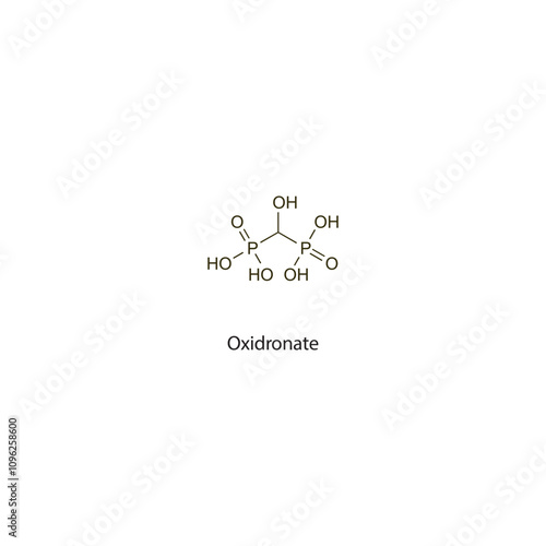 Oxidronate flat skeletal molecular structure Bisphosphonate drug used in osteoporosis treatment. Vector illustration scientific diagram. photo