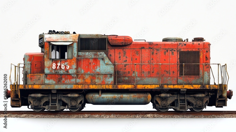 Rusty Relic: A Weathered Locomotive on the Tracks Rusty Relic: A Weathered Locomotive on the Tracks