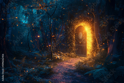 Wallpaper Mural Fantastically door in wild forest leading to deep unknown Torontodigital.ca