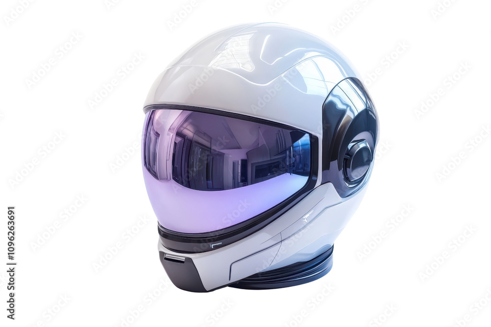 A futuristic helmet featuring a sleek design with a reflective visor and integrated technology elements. A futuristic helmet featuring a sleek design with a reflective visor and integrated technology elements.