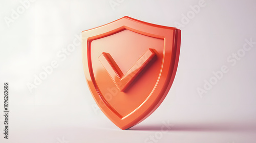  cartoon 3d Icon safety shield check mark perspective . . 3d vector illustration. white background