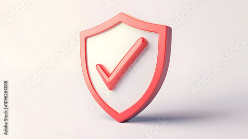  cartoon 3d Icon safety shield check mark perspective . . 3d vector illustration. white background