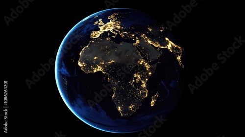 Wallpaper Mural Earth illuminated by city lights at night, highlighting urban areas across the African continent against a dark backdrop of space. Torontodigital.ca