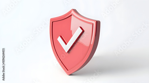  cartoon 3d Icon safety shield check mark perspective . . 3d vector illustration. white background