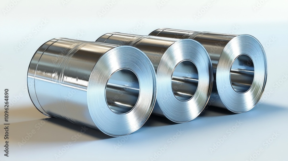 Three silver metal cylinders stacked on top of each other Three silver metal cylinders stacked on top of each other