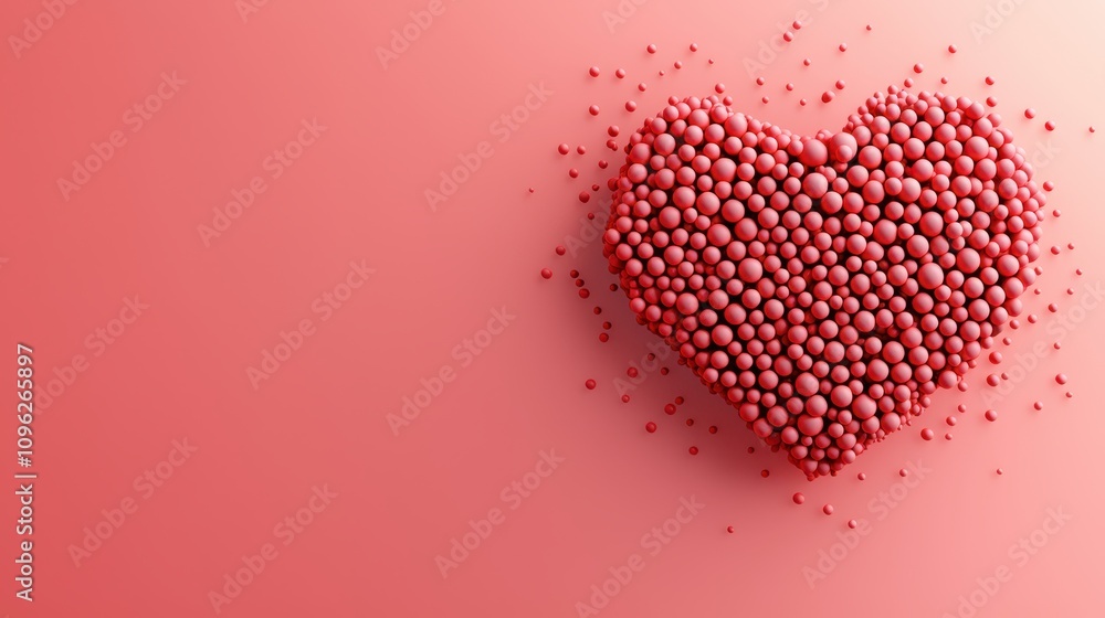3D Red Heart Made of Spheres on Gradient Background 3D Red Heart Made of Spheres on Gradient Background