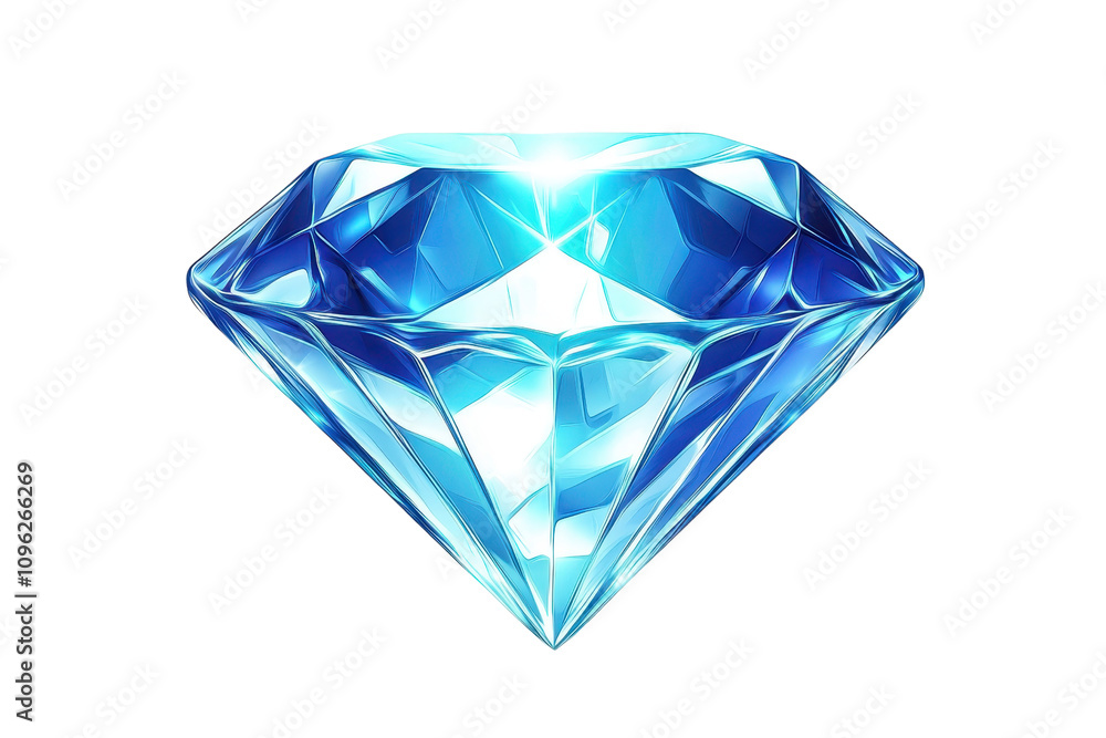 A brilliant blue diamond with sharp facets, reflecting light and showcasing its intricate design. A brilliant blue diamond with sharp facets, reflecting light and showcasing its intricate design.