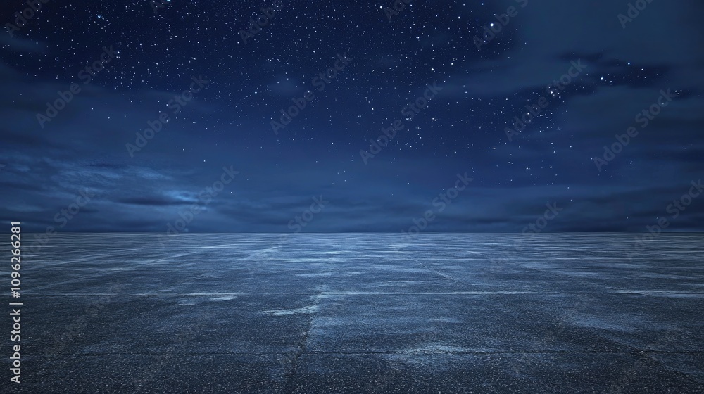 custom made wallpaper toronto digitalVast empty asphalt expanse under a deep blue night sky sprinkled with twinkling stars and soft, wispy clouds in the background.