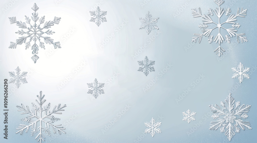 Blue winter background with stylish and intricate white snowflakes Blue winter background with stylish and intricate white snowflakes
