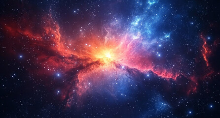 Tableau sur verre  Vibrant cosmic explosion fills the night sky with swirling colors and bright stars  © PhotoArtHub