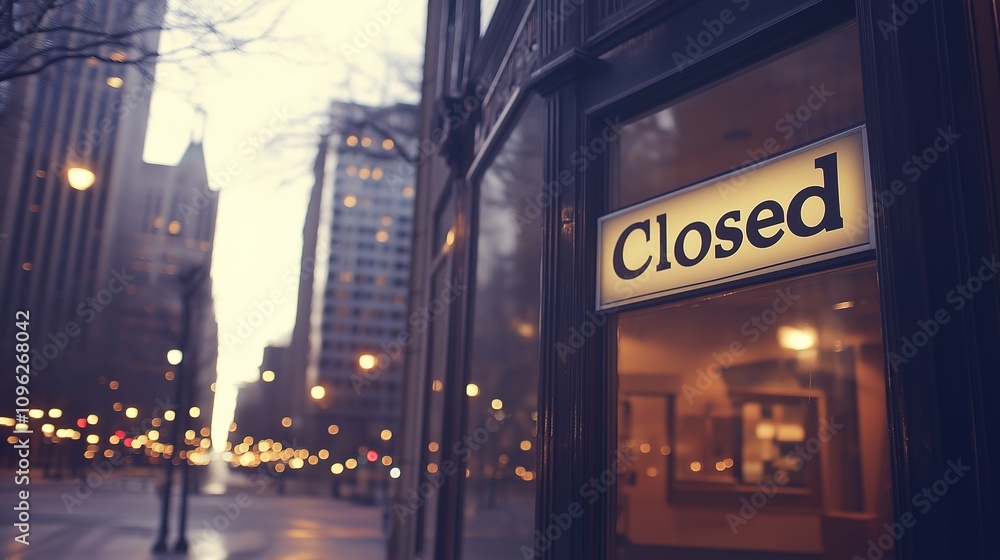 Closed boutique storefront with elegant window display, symbolizing the end of a day and the anticipation of a new beginning Closed boutique storefront with elegant window display, symbolizing the end of a day and the anticipation of a new beginning