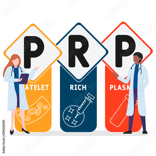 PRP - platelet rich plasma acronym. medical concept background. vector illustration concept with keywords and icons. lettering illustration with icons for web banner, flyer, landing pag