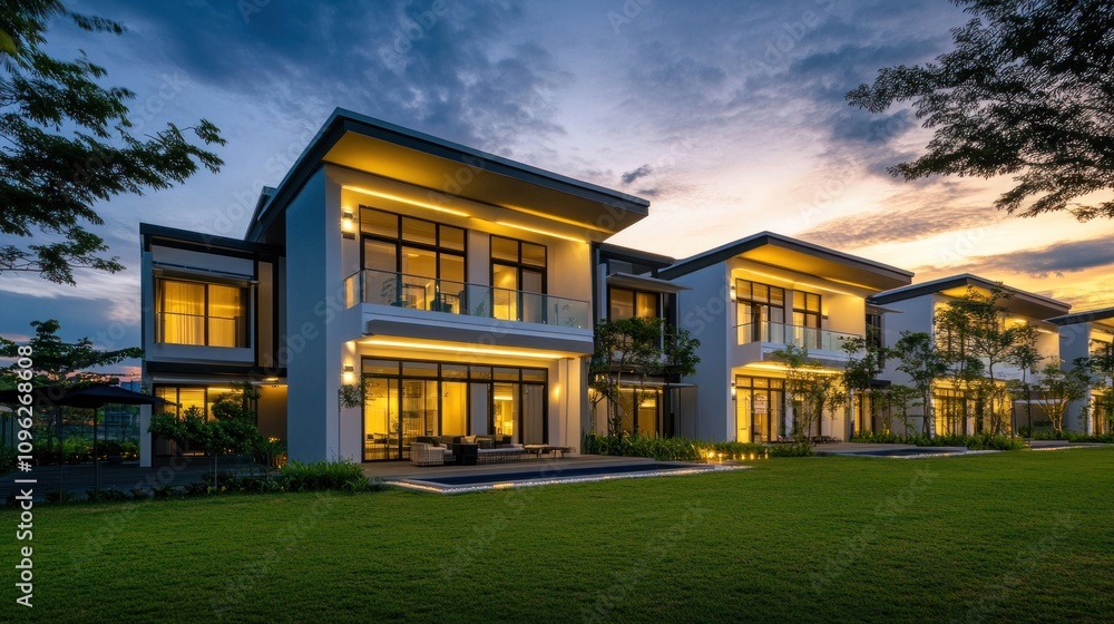 Modern Villa Complex at Twilight Modern Villa Complex at Twilight