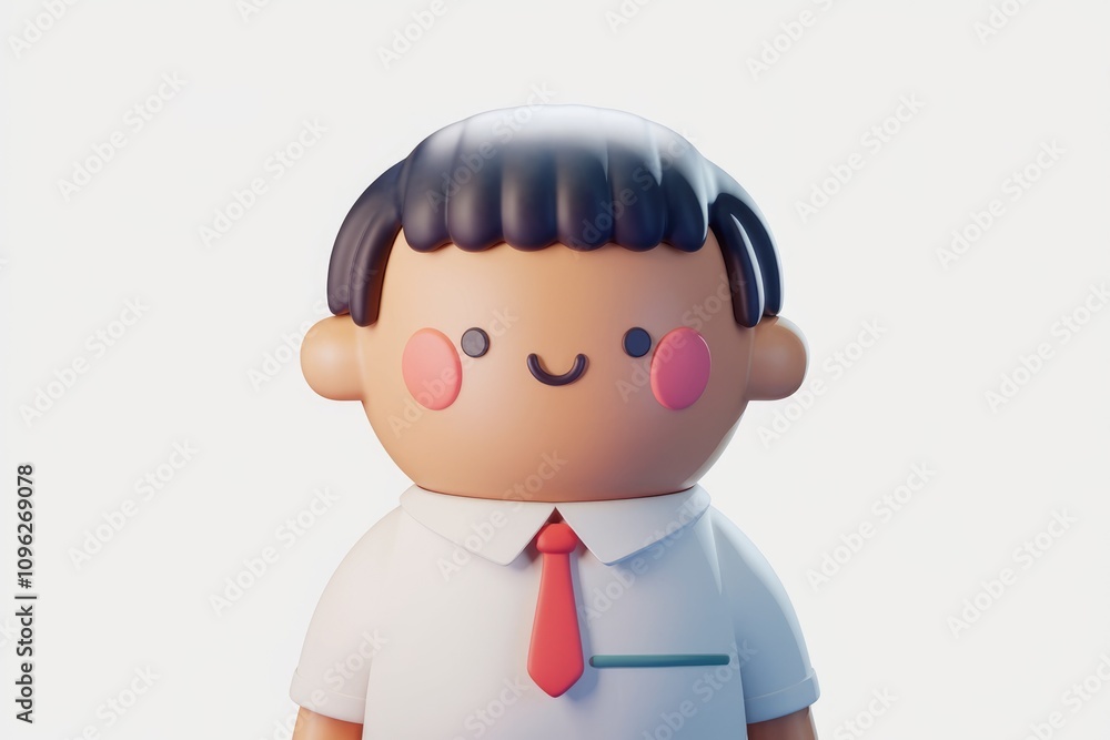 Happy cartoon boy in white shirt and red tie. Happy cartoon boy in white shirt and red tie.