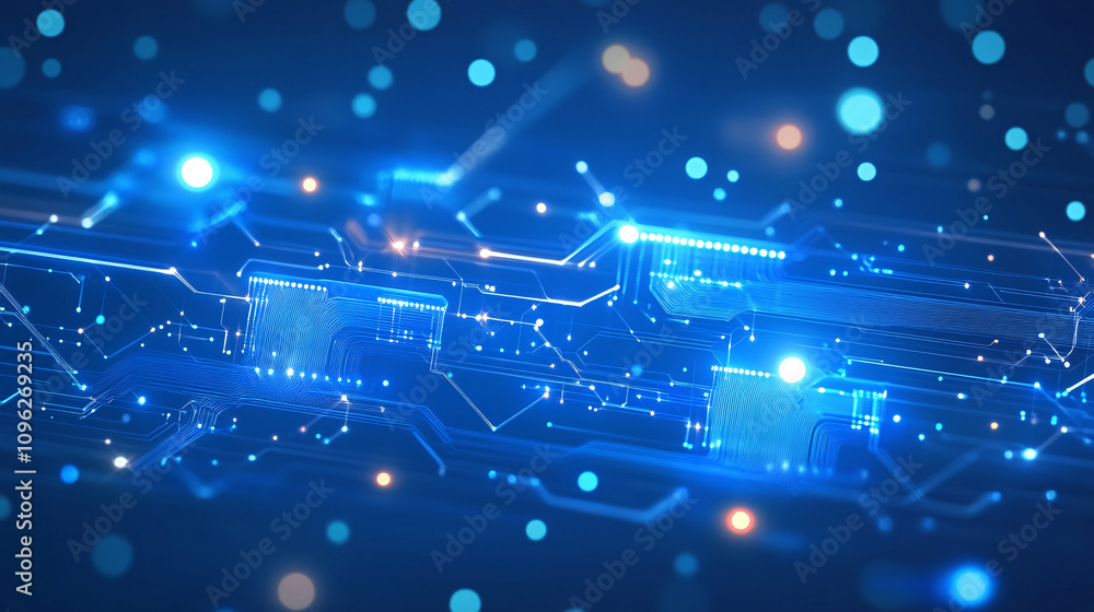 Fototapeta premium Futuristic Abstract Background: Neon Circuit Board Design for Technology-Themed Wallpaper