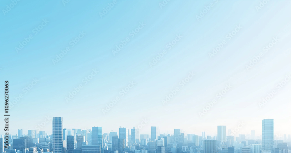 Modern Skyline with High-Rise Office Buildings under Blue Sky Modern Skyline with High-Rise Office Buildings under Blue Sky