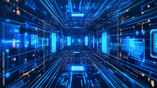 Futuristic Abstract Background: Neon Circuit Board Design for Technology-Themed Wallpaper