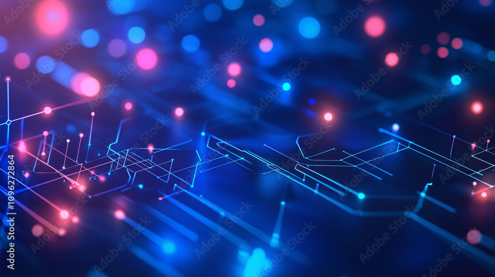 Obraz premium Futuristic Abstract Background: Neon Circuit Board Design for Technology-Themed Wallpaper