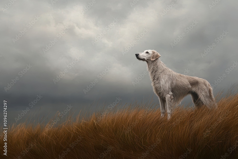 Fototapeta premium Irish Wolfhound in a Field