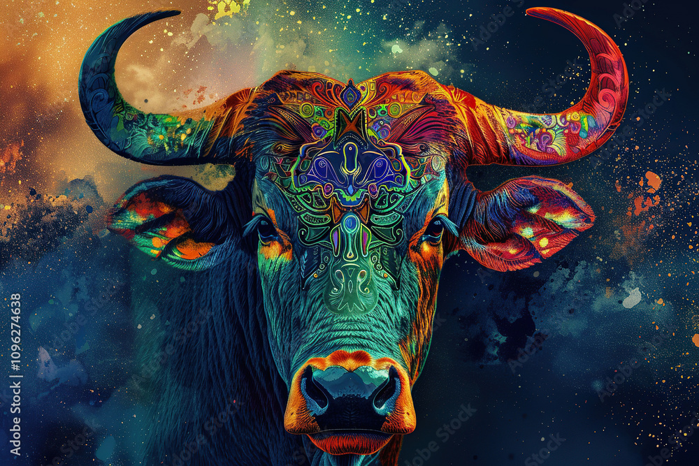 Astrological composition with concept of Taurus zodiac sign symbol Astrological composition with concept of Taurus zodiac sign symbol