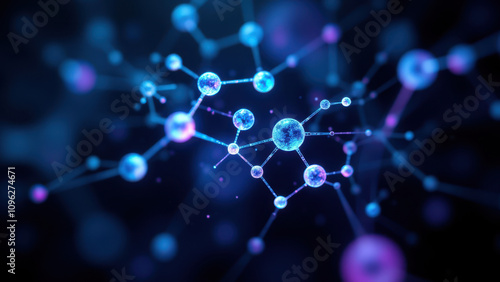 A graphical representation of Unique Molecular Identifiers (UMIs) as floating atoms connected by strings against a dark background, suggesting their function within molecular biology.