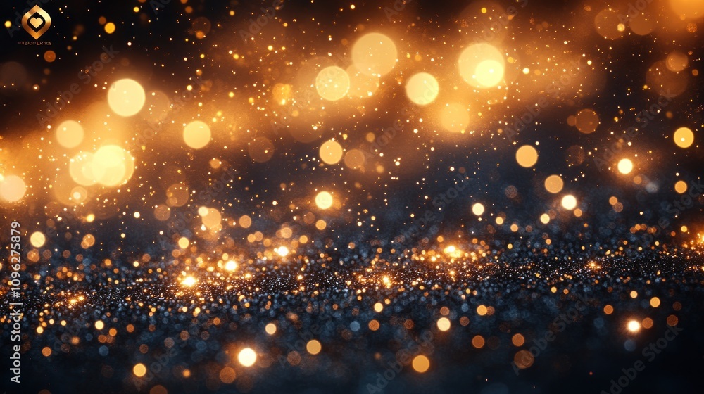 Obraz premium Golden Glitter Sparkle Background: Festive Bokeh Lights