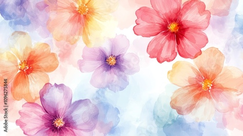 Watercolor painting of colorful flowers.