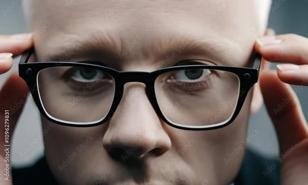 Albino man with glasses. Albino man with glasses.