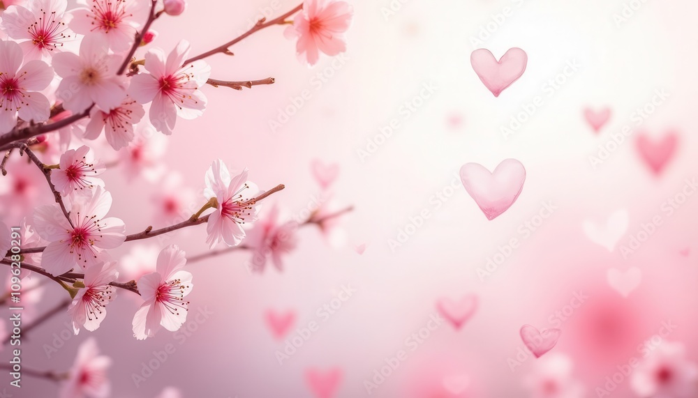 A Delicate Dance of Pink Blossoms and Hearts: A Springtime Serenade of Love and Nature's Beauty A Delicate Dance of Pink Blossoms and Hearts: A Springtime Serenade of Love and Nature's Beauty