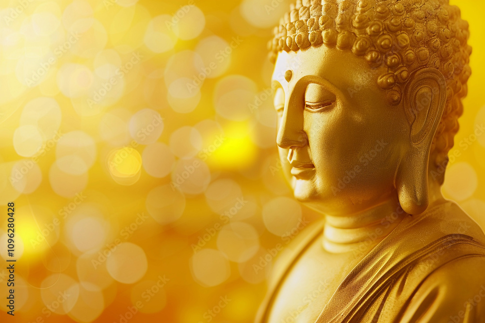 Greeting card with ancient statue great Buddha on holiday composition Greeting card with ancient statue great Buddha on holiday composition