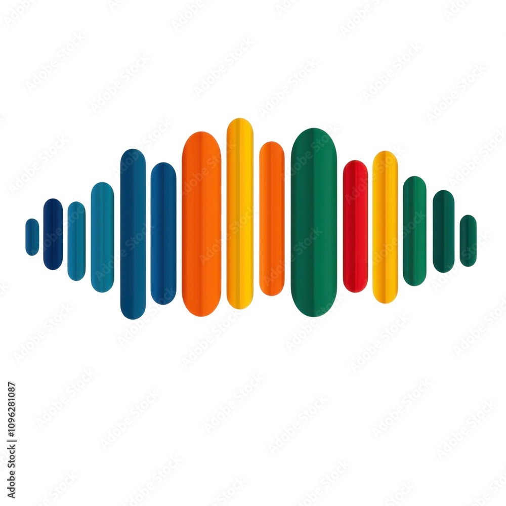 A colorful sound wave graphic featuring vertical bars in varying heights and hues, representing audio or music visually. A colorful sound wave graphic featuring vertical bars in varying heights and hues, representing audio or music visually.