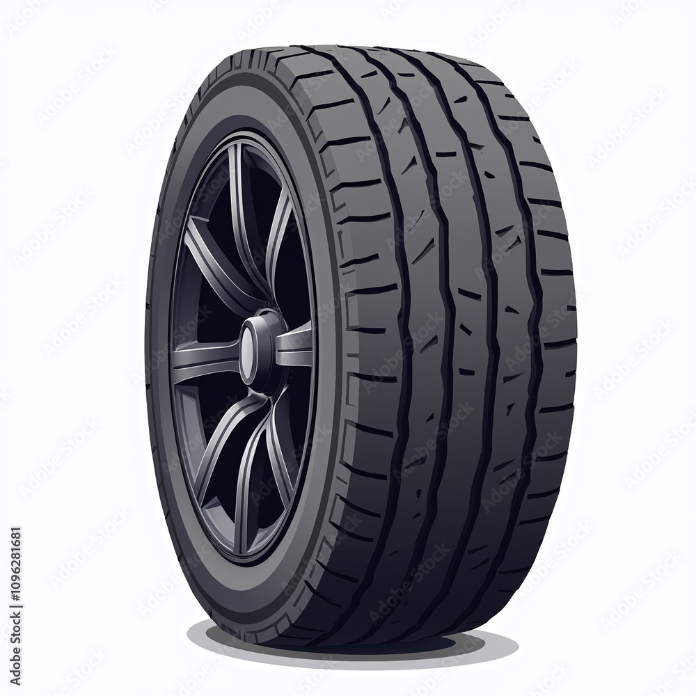 Black Tire Illustration Isolated on White Background Black Tire Illustration Isolated on White Background