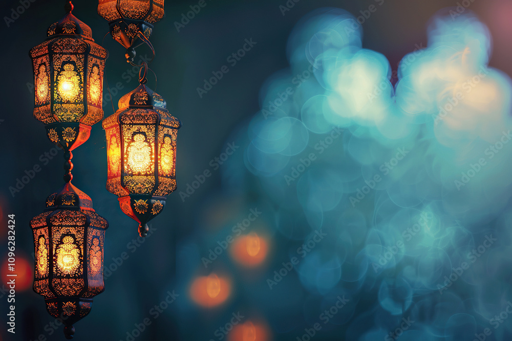 Beautiful greeting card with bright holiday composition for happy and joy celebrate Ramadan Beautiful greeting card with bright holiday composition for happy and joy celebrate Ramadan
