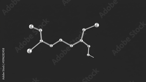 Piracetam molecule. It is nootropic drug.  Structural chemical formula and molecule model photo