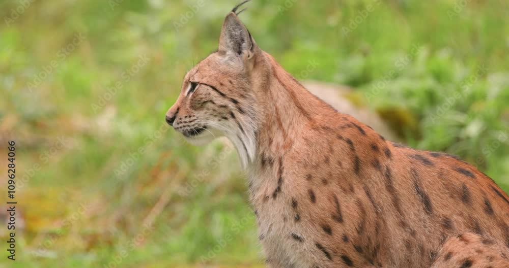 The Eurasian lynx (Lynx lynx) in the forest. The Eurasian lynx (Lynx lynx) in the forest.