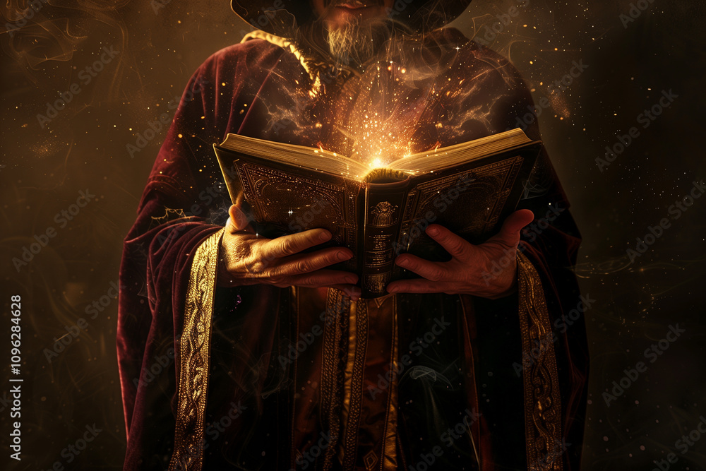 Naklejka premium Illuminated Knowledge: Sorcerer's Tome