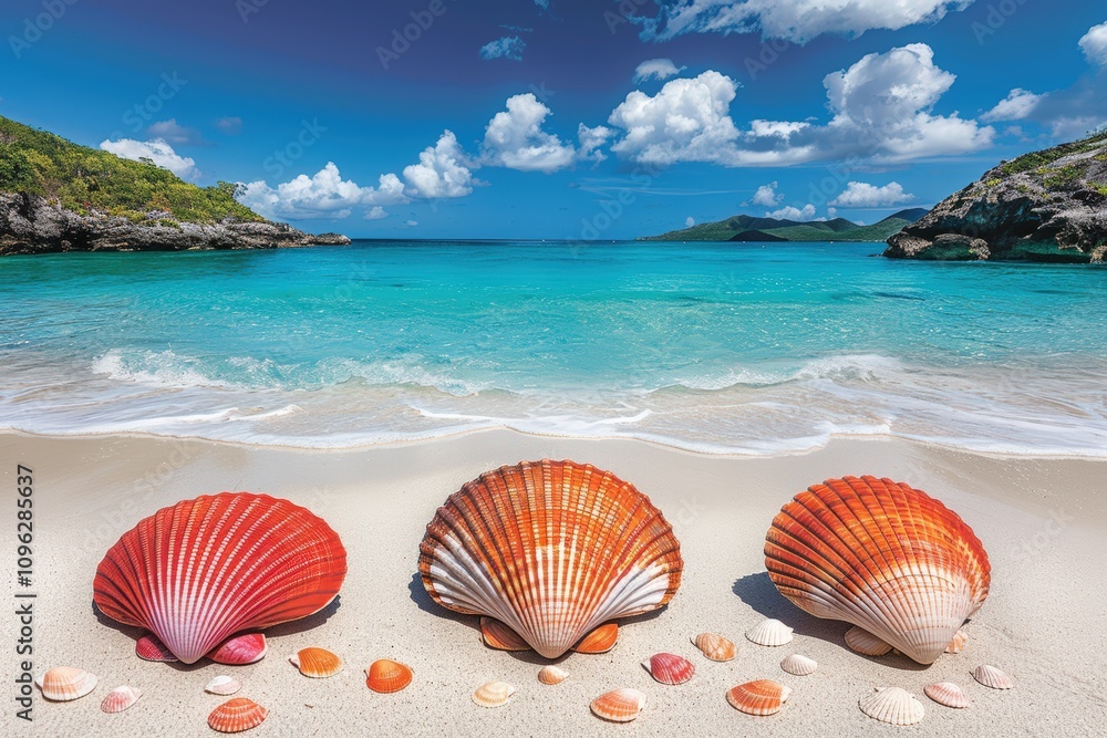 Beachfront scenic view of colorful seashells tropical paradise nature photography vibrant environment close-up perspective coastal serenity Beachfront scenic view of colorful seashells tropical paradise nature photography vibrant environment close-up perspective coastal serenity
