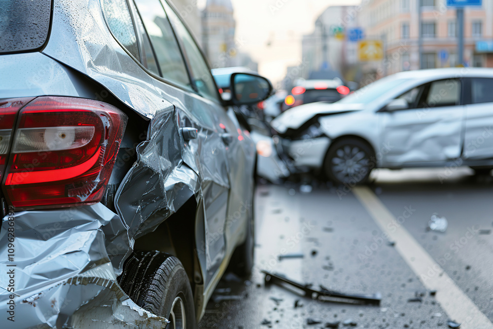 Collision of vehicles involved in major accident on road with major damage Collision of vehicles involved in major accident on road with major damage