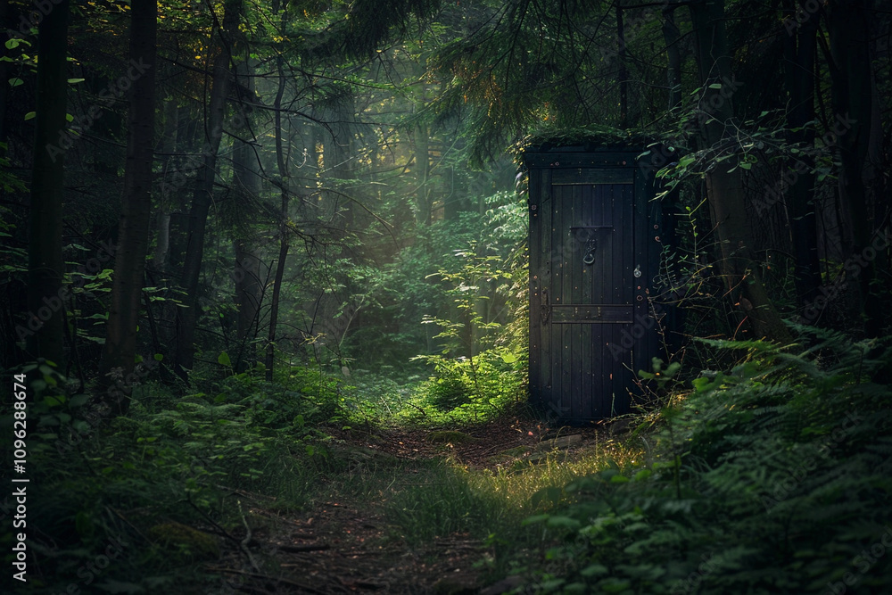 Fantastically beautiful door in wild forest leading to unknown Fantastically beautiful door in wild forest leading to unknown