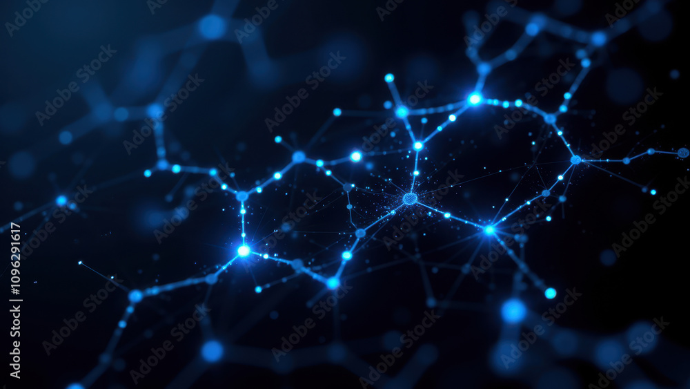 Obraz premium A digital representation of a network of Unique Molecular Identifiers (UMIs) with a focus on one molecule.