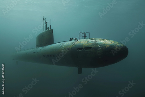 Wallpaper Mural Beautiful large submarine floating in middle of ocean during mission Torontodigital.ca