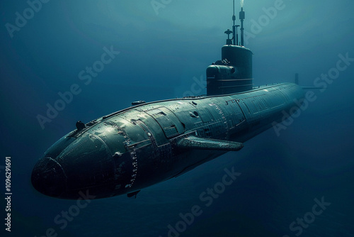 Wallpaper Mural Beautiful large submarine floating in middle of ocean during mission Torontodigital.ca