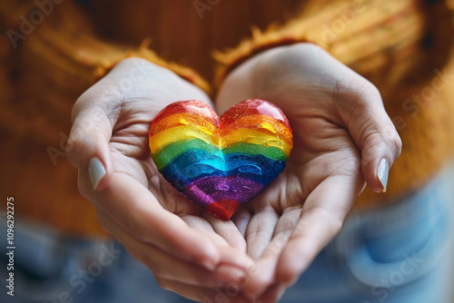 Wallpaper Mural Beautiful colorful decorative heart in strong hands Torontodigital.ca