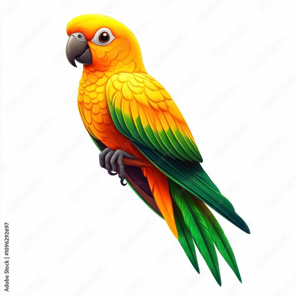 Obraz premium Vibrant Tropical Parrot Perched on Branch